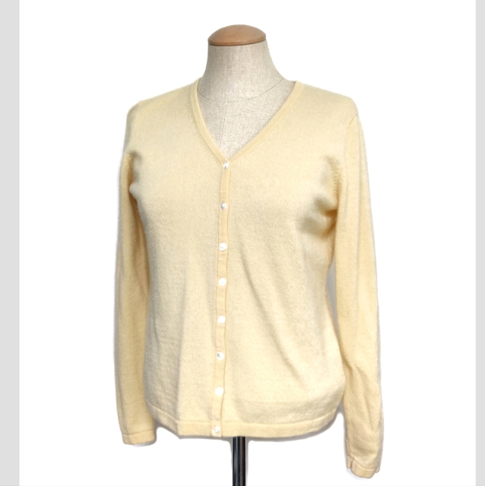 Worthington Cashmere Cardigan Yellow Sweater Medium